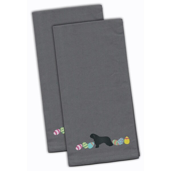 Carolines Treasures Spanish Water Dog Easter Gray Embroidered Kitchen Towel - CK1689GYTWE