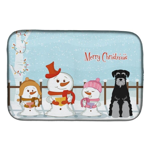 Carolines Treasures Merry Christmas Carolers Standard Schnauzer Black Grey Dish Drying Mat - BB2365DDM