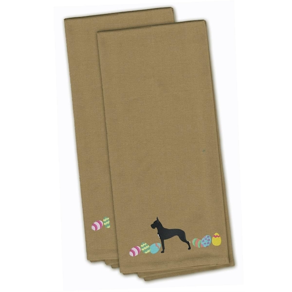Carolines Treasures Great Dane Easter Tan Embroidered Kitchen Towel - CK1649TNTWE