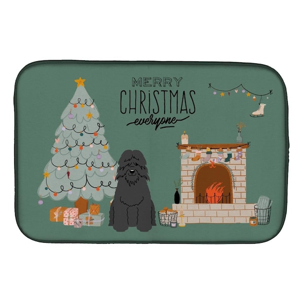 Carolines Treasures 14 x 21 in. Bouvier Des Flandres Christmas Everyone Dish Drying Mat - CK7637DDM