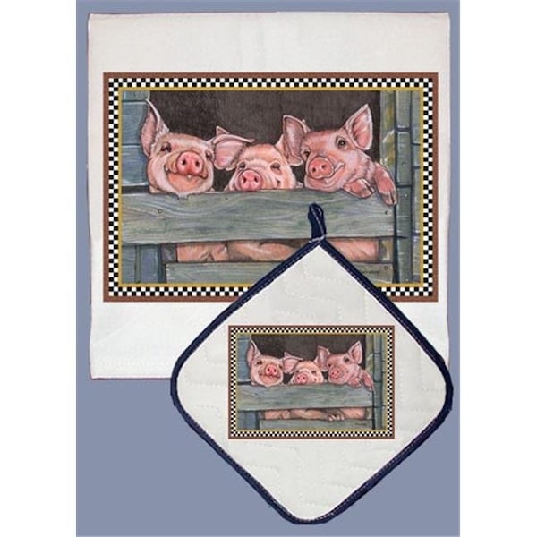 Pipsqueak Productions Pipsqueak Productions DP601 Pig Dish Towel And Pot Holder Set - DP601