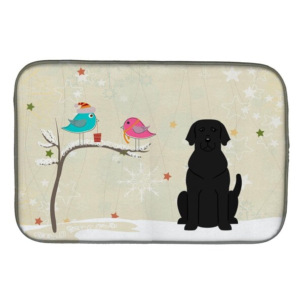 Carolines Treasures Christmas Presents Between Friends Black Labrador Dish Drying Mat - BB2529DDM