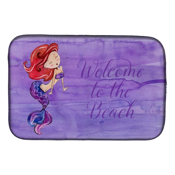 Carolines Treasures Mermaid Welcome Purple Dish Drying Mat - BB8514DDM