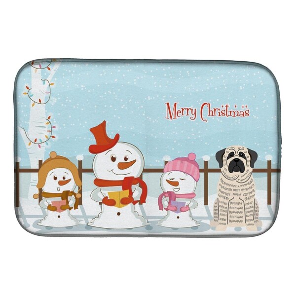 Carolines Treasures Merry Christmas Carolers Mastiff Brindle White Dish Drying Mat - BB2347DDM