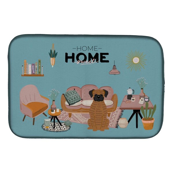 Carolines Treasures 14 x 21 in. Brindle Boxer Sweet Home Dish Drying Mat - CK7962DDM