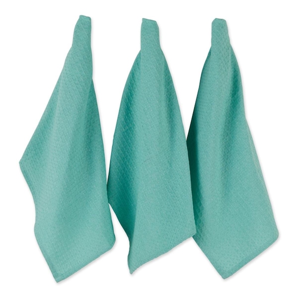 Fastfood Aqua Recycled Cotton Waffle Dishtowel Set - FA2568211