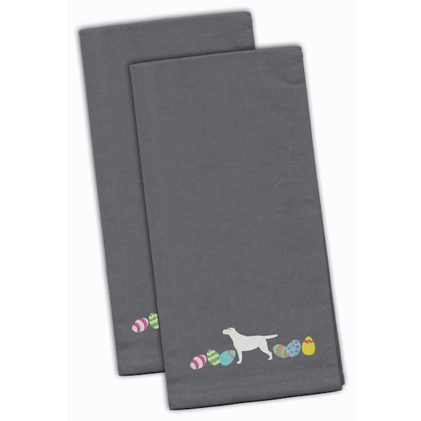 Carolines Treasures Yellow Labrador Retriever Easter Gray Embroidered Kitchen Towel, 2PK - CK1694GYTWE