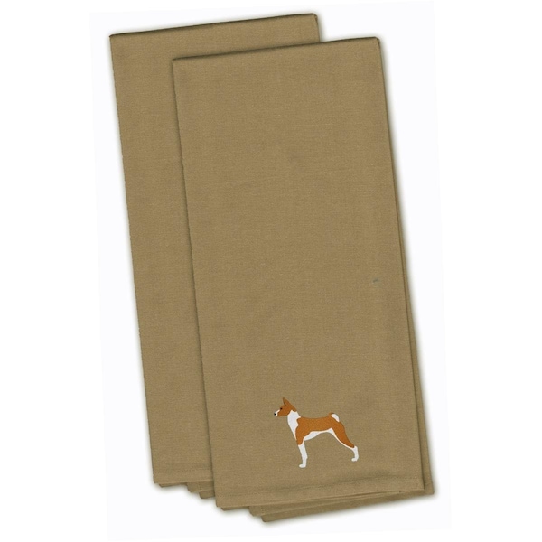 Carolines Treasures Basenji Tan Embroidered Kitchen Towel - BB3474TNTWE