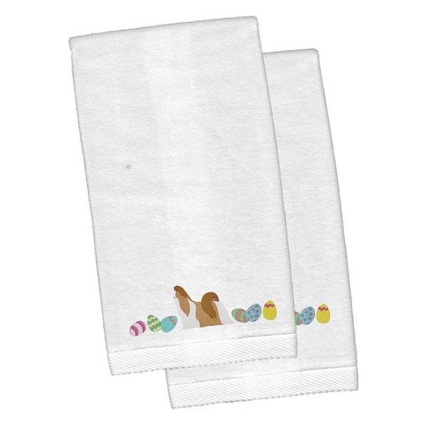 Carolines Treasures Carolines Treasures CK1686KTEMB Shih Tzu Easter White Embroidered Plush Hand Towel - Set of 2 - CK1686KTEMB