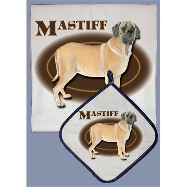 Pipsqueak Productions Pipsqueak Productions DP953 Dish Towel and Pot Holder Set - Mastiff - DP953