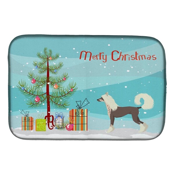 Carolines Treasures Chinese Crested Christmas Tree Dish Drying Mat - CK3531DDM