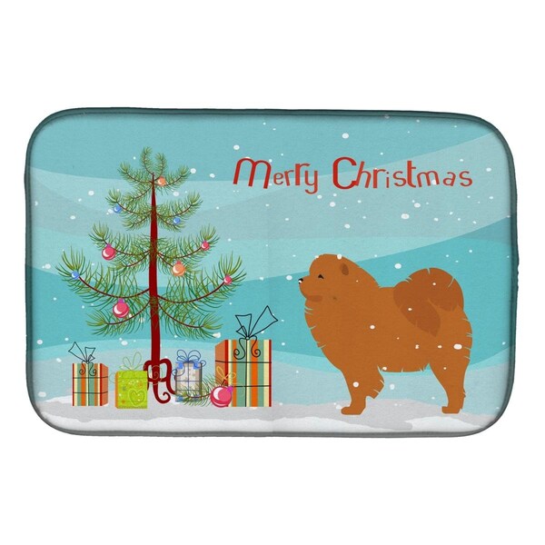 Carolines Treasures Chow Chow Merry Christmas Tree Dish Drying Mat - BB2969DDM