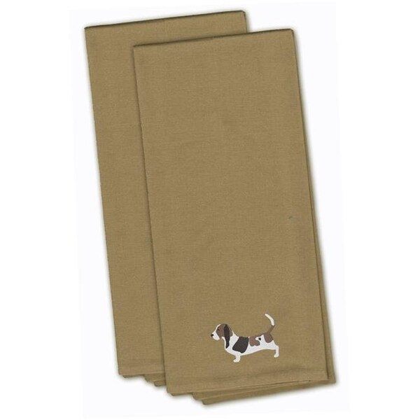 Carolines Treasures Carolines Treasures BB3402TNTWE Basset Hound Tan Embroidered Kitchen Towel - Set of 2 - BB3402TNTWE