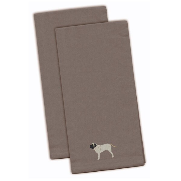 Carolines Treasures English Mastiff Gray Embroidered Kitchen Towel - BB3456GYTWE