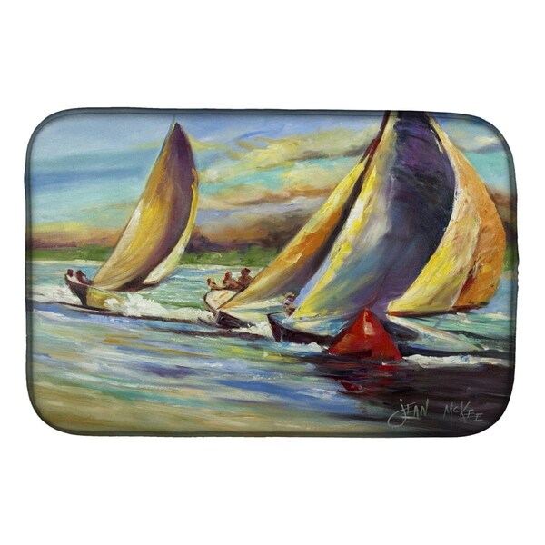 Carolines Treasures Knost Regatta Pass Christian Sailboats Dish Drying Mat - JMK1057DDM