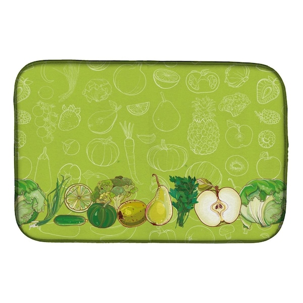Carolines Treasures Fruits & Vegetables in Green Dish Drying Mat - BB5135DDM
