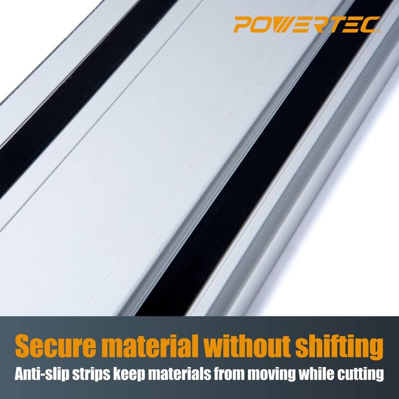 POWERTEC 110 pulgadas. Set de unión de riel guía de sierra circular en aluminio para sierras circulares Milwaukee Incluye 2 rieles guía de 55 pulgadas y conectores - 71871N