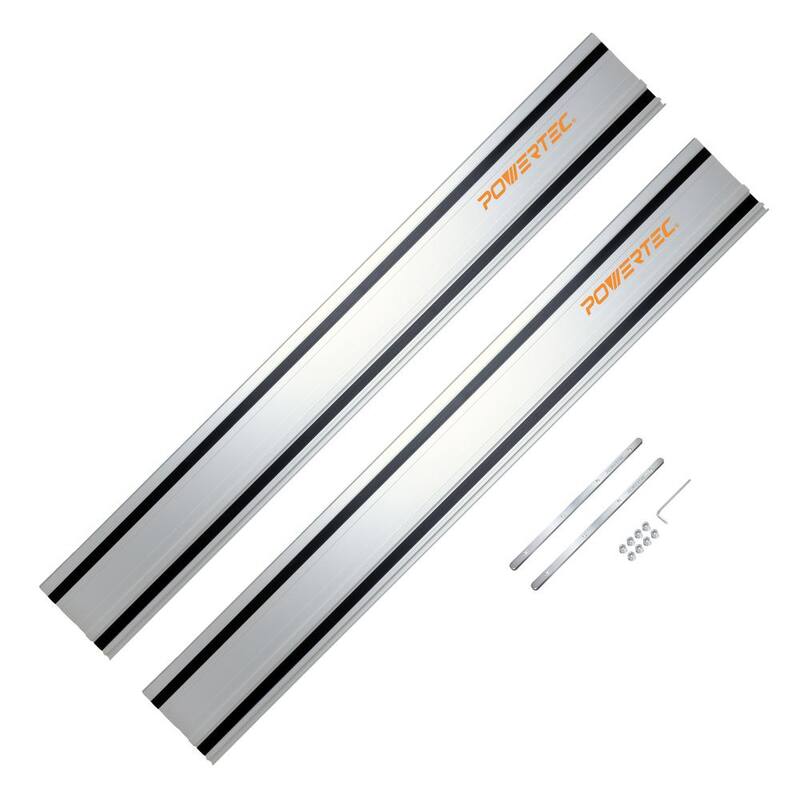 POWERTEC 110 pulgadas. Set de unión de riel guía de sierra circular en aluminio para sierras circulares Milwaukee Incluye 2 rieles guía de 55 pulgadas y conectores - 71871N