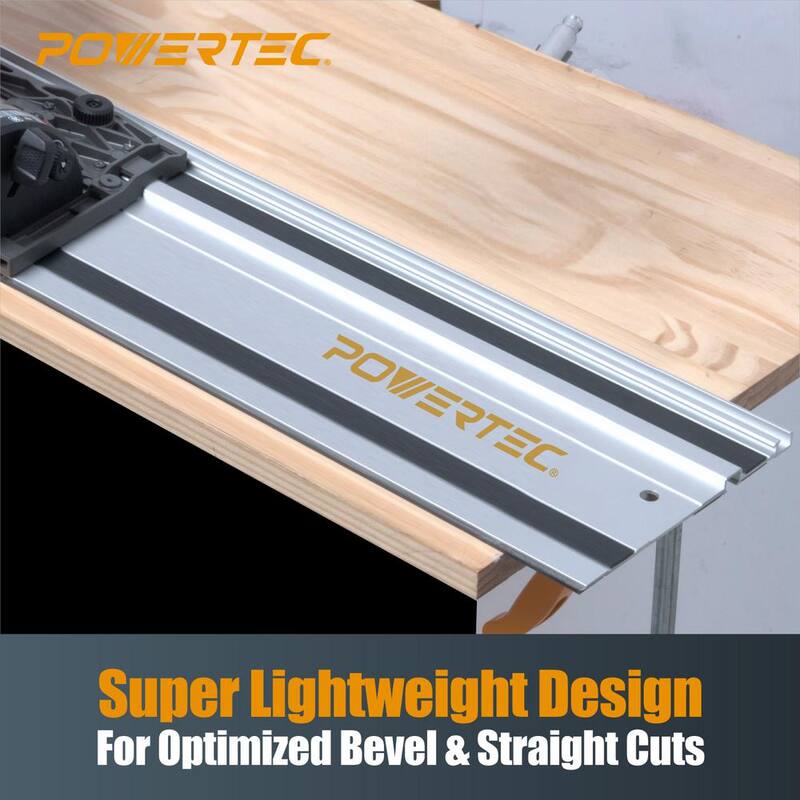 POWERTEC 110 pulgadas. Set de unión de riel guía de sierra circular en aluminio para sierras circulares Milwaukee Incluye 2 rieles guía de 55 pulgadas y conectores - 71871N