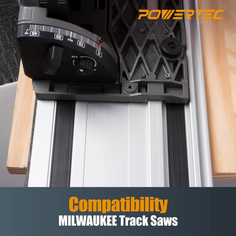 POWERTEC 110 pulgadas. Set de unión de riel guía de sierra circular en aluminio para sierras circulares Milwaukee Incluye 2 rieles guía de 55 pulgadas y conectores - 71871N