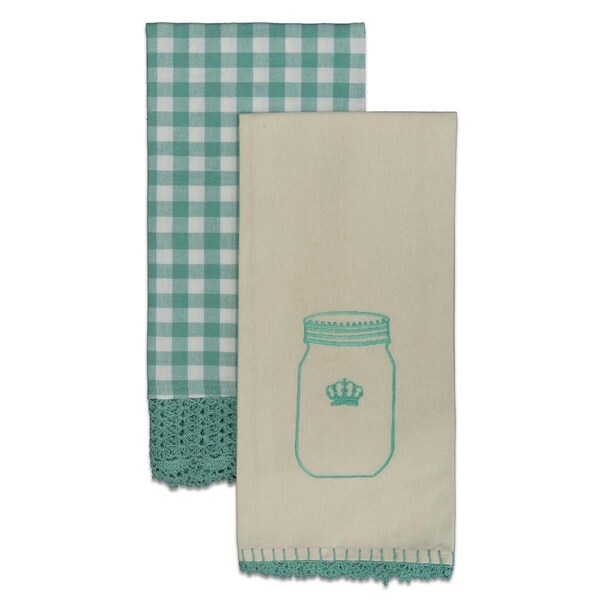 Heritage Lace Crochet Envy Tea Towel Set - Teal - 2 Piece - CETT-6-S