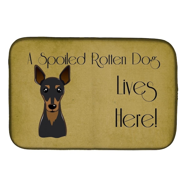Carolines Treasures Min Pin Spoiled Dog Lives Here Dish Drying Mat - BB1488DDM