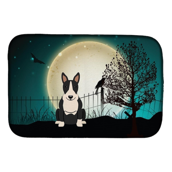 Carolines Treasures Halloween Scary Bull Terrier Black & White Dish Drying Mat - BB2323DDM
