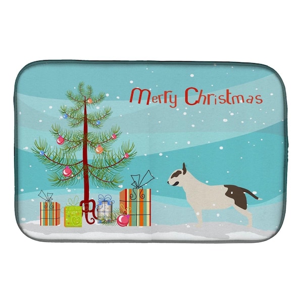 Carolines Treasures Bull Terrier Merry Christmas Tree Dish Drying Mat - BB2996DDM