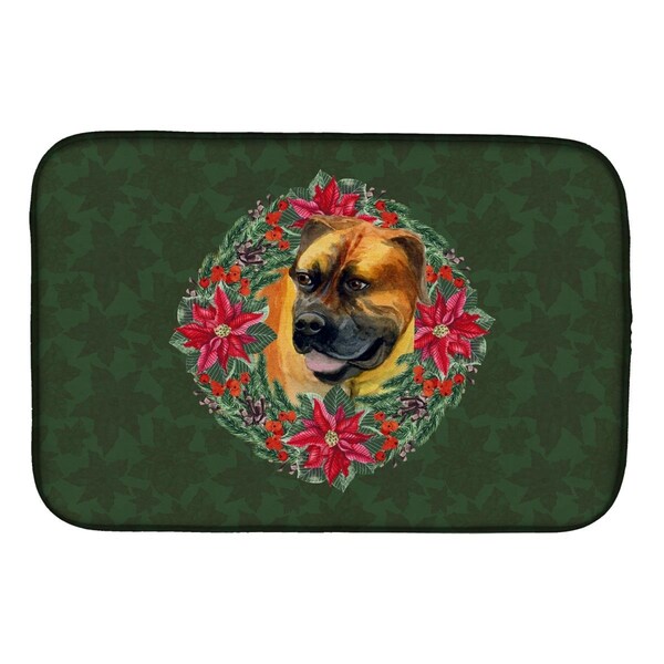 Carolines Treasures Boerboel Mastiff Poinsetta Wreath Dish Drying Mat - CK1512DDM
