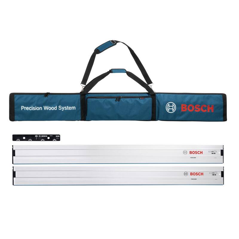 Rieles y kit de conectores de sierra de riel de aluminio Bosch de 63 pulgadas con bolsa de transporte (10 piezas) - FSN1600X2B