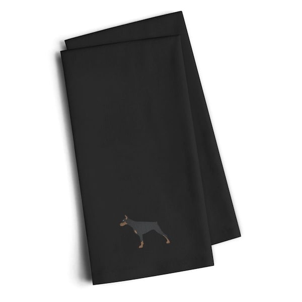 Carolines Treasures Doberman Pinscher Black Embroidered Kitchen Towel, Set of 2 - BB3460BKTWE