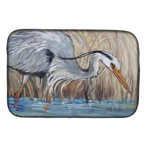 Carolines Treasures Blue Heron in the Reeds Dish Drying Mat - JMK1013DDM