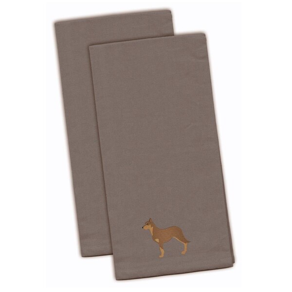 Carolines Treasures Australian Kelpie Dog Gray Embroidered Kitchen Towel - BB3429GYTWE