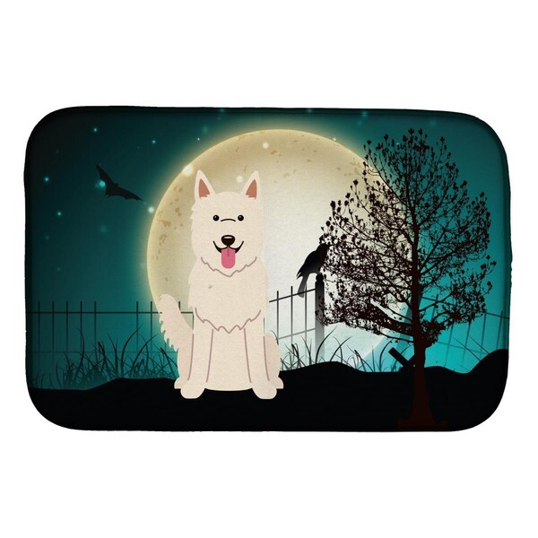 Carolines Treasures Halloween Scary White German Shepherd Dish Drying Mat - BB2235DDM