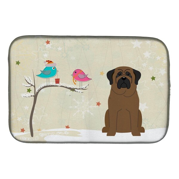Carolines Treasures Christmas Presents Between Friends Bullmastiff Dish Drying Mat - BB2556DDM