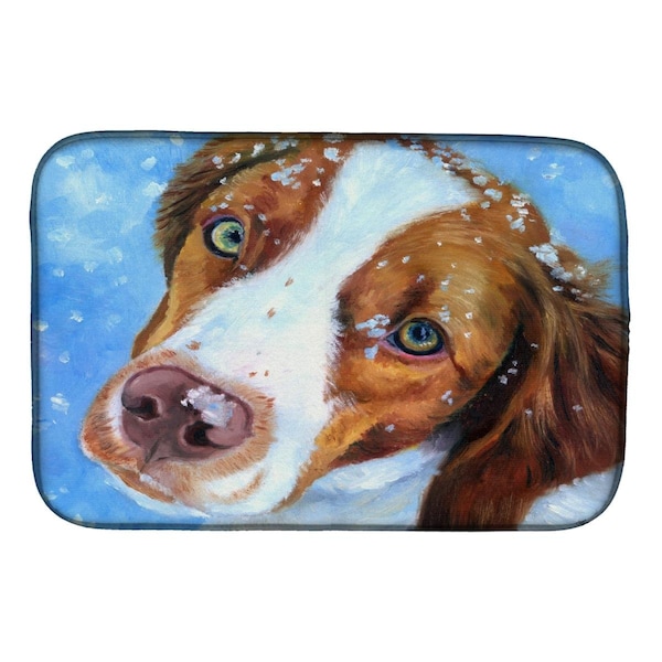 Carolines Treasures Snow Baby Brittany Spaniel Dish Drying Mat - 7348DDM
