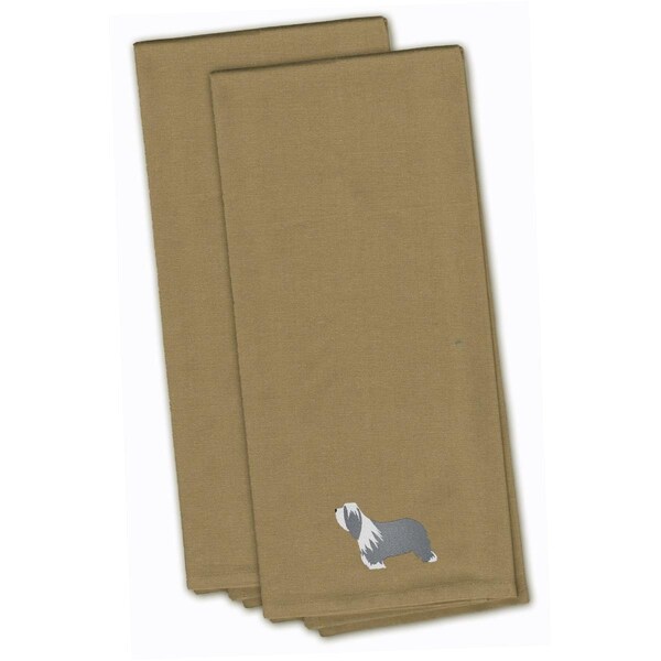 Carolines Treasures Bearded Collie Tan Embroidered Kitchen Towel - BB3417TNTWE