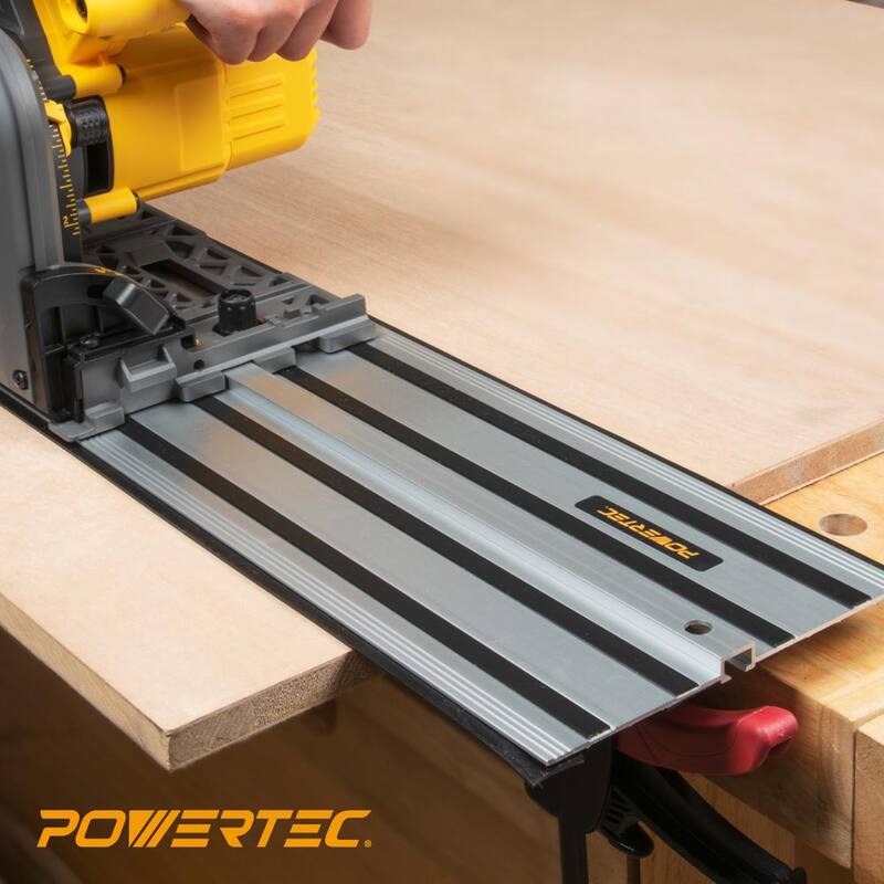 POWERTEC 110 in. Set de rieles de guía para sierra de riel para DeWalt, con bolsa de transporte para proyectos de carpintería de Festool, Makita y Dewalt - 71872
