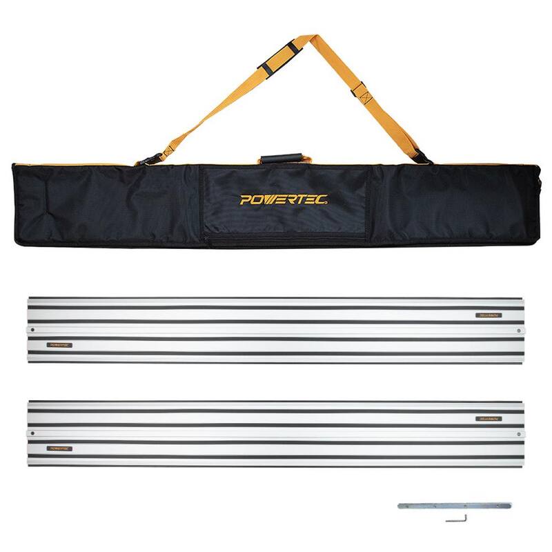 POWERTEC 110 in. Set de rieles de guía para sierra de riel para DeWalt, con bolsa de transporte para proyectos de carpintería de Festool, Makita y Dewalt - 71872