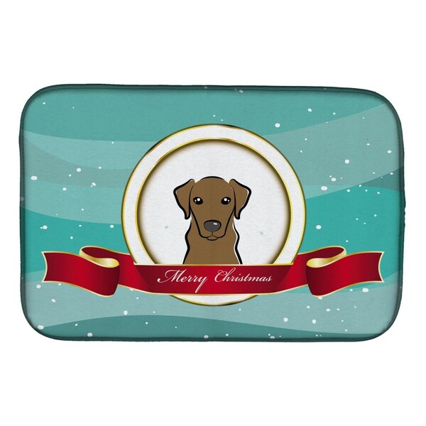 Carolines Treasures Chocolate Labrador Merry Christmas Dish Drying Mat - BB1544DDM