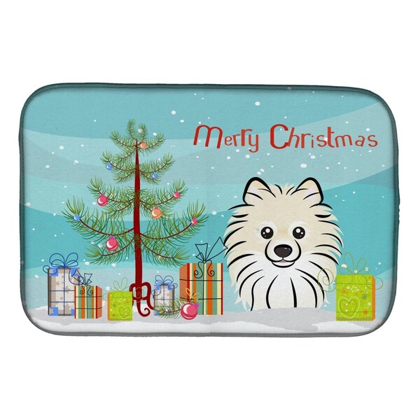 Carolines Treasures Christmas Tree & Pomeranian Dish Drying Mat - BB1579DDM
