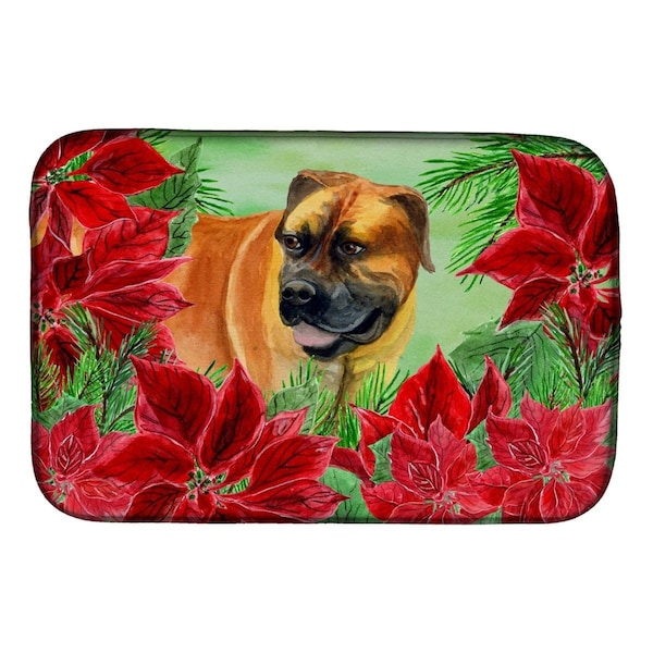 Carolines Treasures Boerboel Mastiff Poinsettas Dish Drying Mat - CK1295DDM