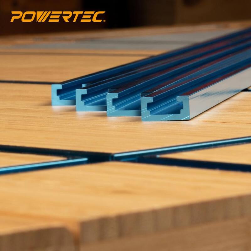 POWERTEC 48 pulgadas Doble Corte Perfil Universal T-Track con Agujeros de Montaje Predrillados (Paquete de 4) - 71373