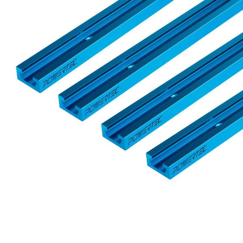 POWERTEC 48 pulgadas Doble Corte Perfil Universal T-Track con Agujeros de Montaje Predrillados (Paquete de 4) - 71373