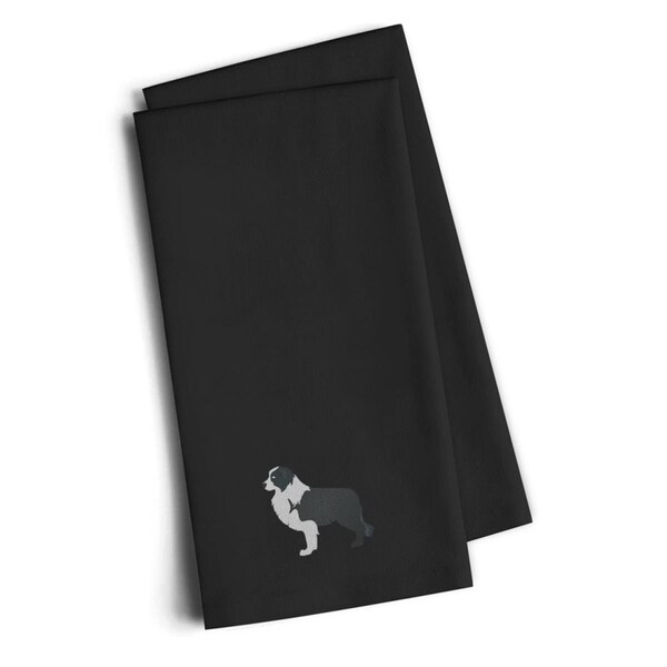 Carolines Treasures Black Border Collie Black Embroidered Kitchen Towel, Set of 2 - BB3423BKTWE