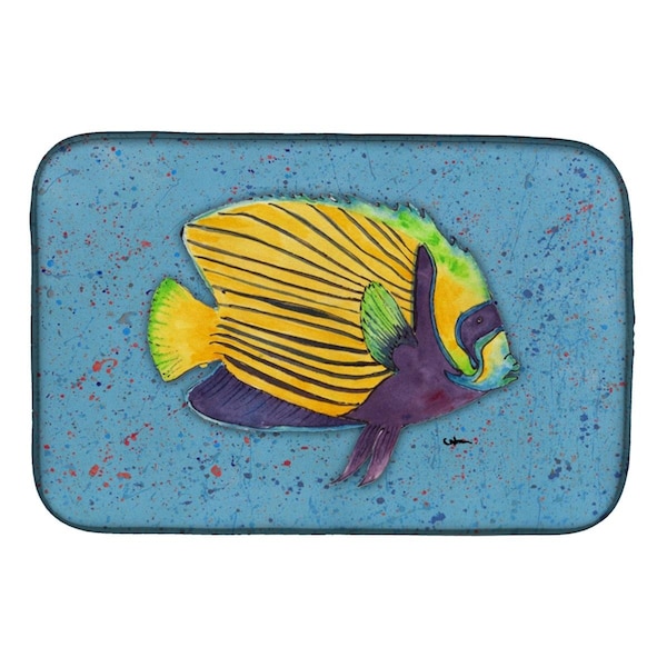 Carolines Treasures Tropical Fish on Blue Dish Drying Mat - 8579DDM