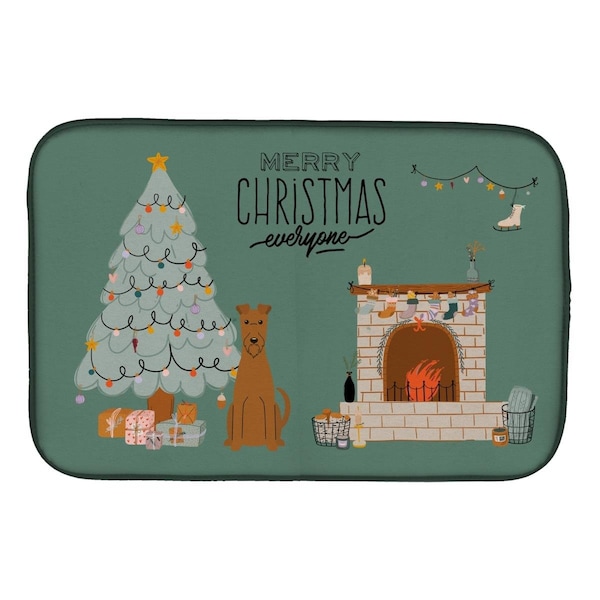 Carolines Treasures 14 x 21 in. Irish Terrier Christmas Everyone Dish Drying Mat - CK7625DDM