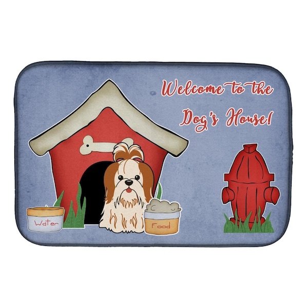 Carolines Treasures Dog House Collection Shih Tzu Red White Dish Drying Mat - BB2841DDM