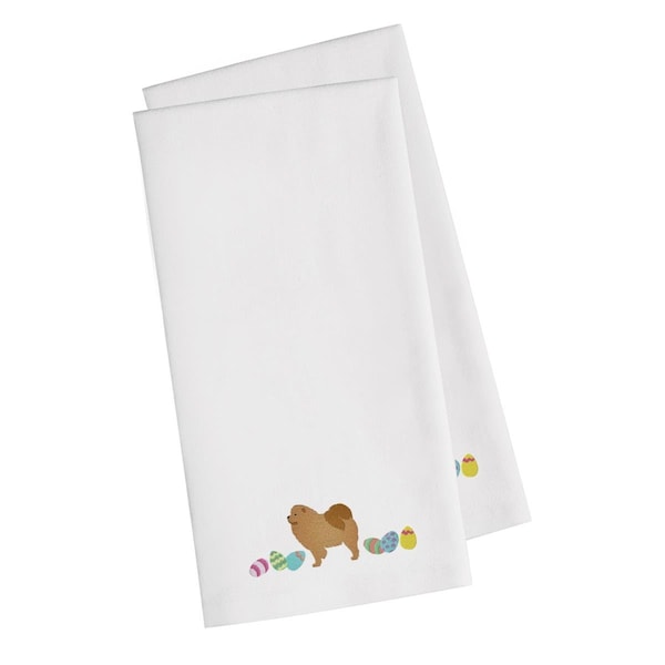 Carolines Treasures Chow Chow Easter White Embroidered Kitchen Towel - CK1626WHTWE