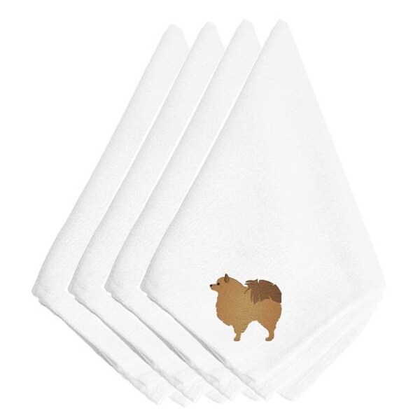 Carolines Treasures Carolines Treasures BB3442NPKE Pomeranian Embroidered Napkins; Set of 4 - BB3442NPKE